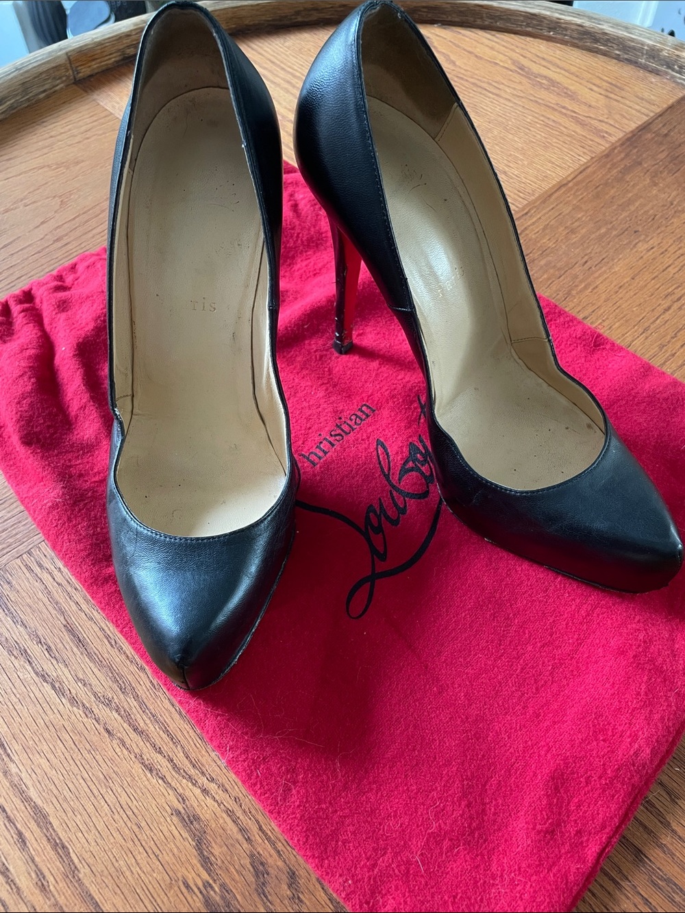 Christian Louboutin Rolando 120mm Black Leather Pointed Stiletto with Dust Bag